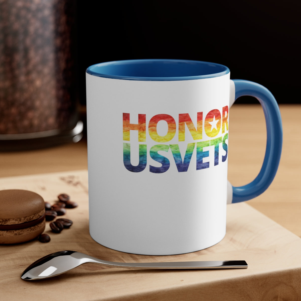 HONORUSVETS Pride Rainbow Accent Coffee Mug, 11oz
