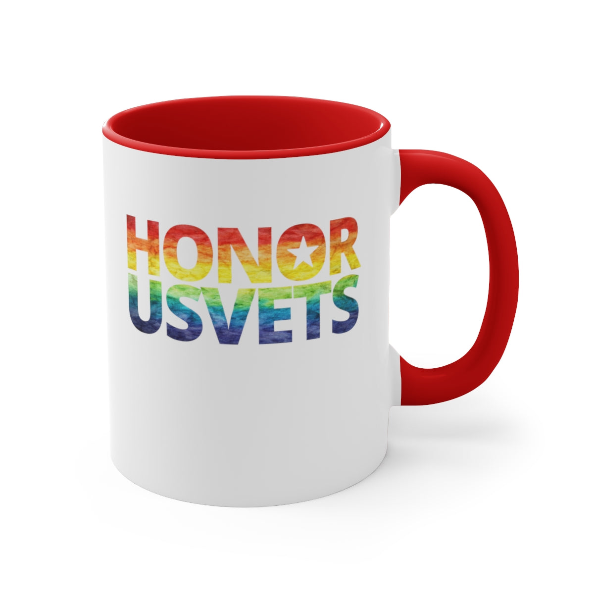 HONORUSVETS Pride Rainbow Accent Coffee Mug, 11oz